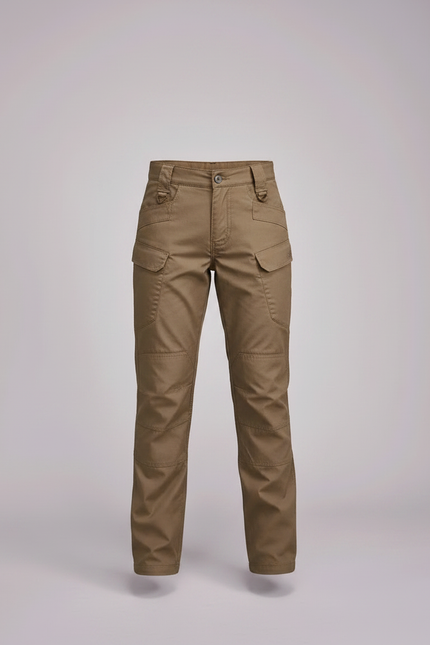 Pantalon Randonnée Kaki Cargo Multipoches Droit Enfant - Toile - vue 3