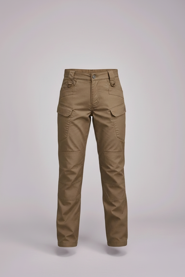 Pantalon Randonnée Kaki Cargo Multipoches Droit Enfant - Toile - vue 3