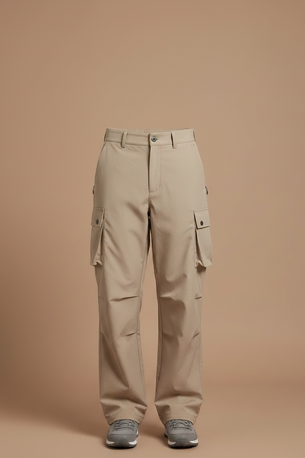 Pantalon Randonnée Beige Cargo Ample Décontracté Unisexe - Polyester - vue 3