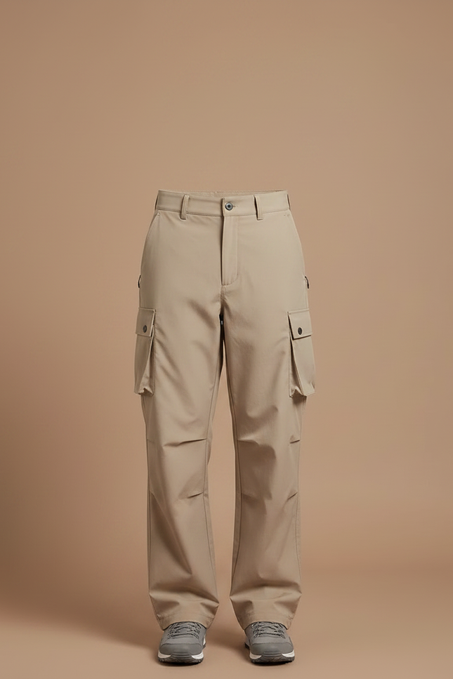 Pantalon Randonnée Beige Cargo Ample Décontracté Unisexe - Polyester - vue 3