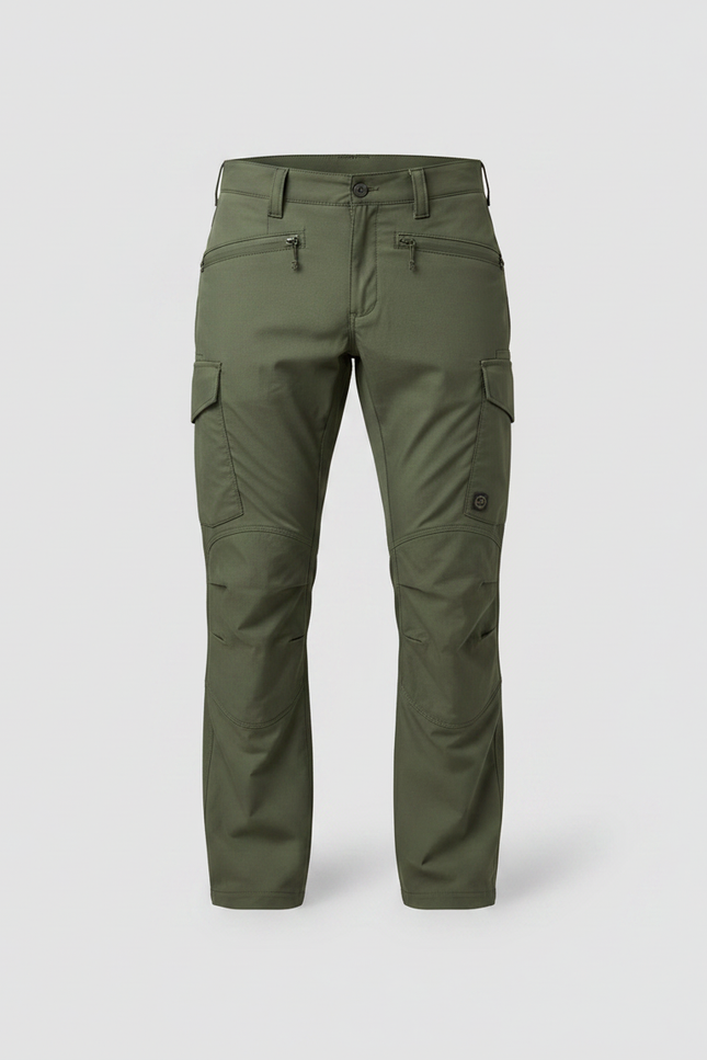 Pantalon Randonnée Vert Cargo Homme Multipoches Tactique - Polyester - vue 3