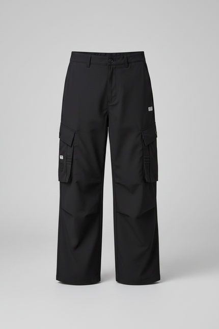 Pantalon Randonnée Noir Cargo Ample Enfant Coton - vue 3