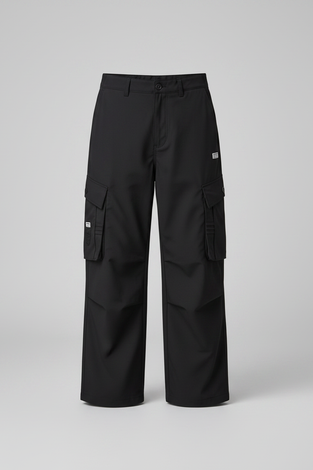 Pantalon Randonnée Noir Cargo Ample Enfant Coton - vue 3