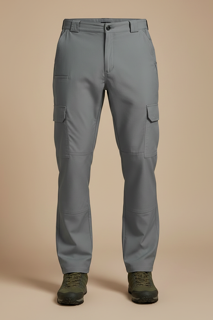 Pantalon Randonnée Cargo Gris Homme Multipoches Tactique Stretch - Polyester - vue 3
