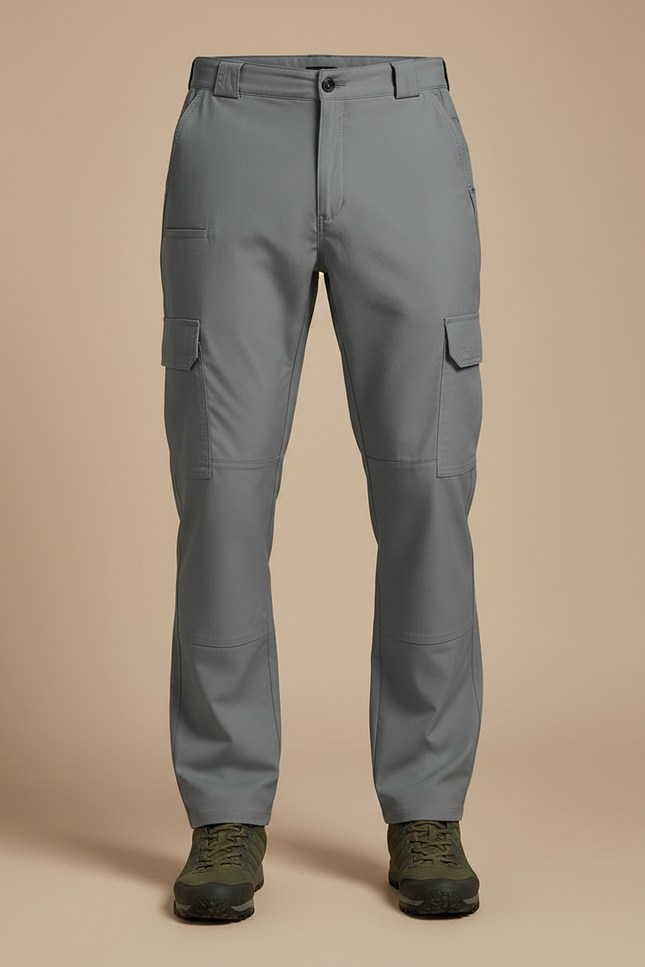 Pantalon Randonnée Cargo Gris Homme Multipoches Tactique Stretch - Polyester - vue 3