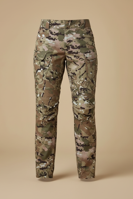 Pantalon Randonnée Camouflage Multipoches Robuste Femme - Multicolore Toile - vue 3