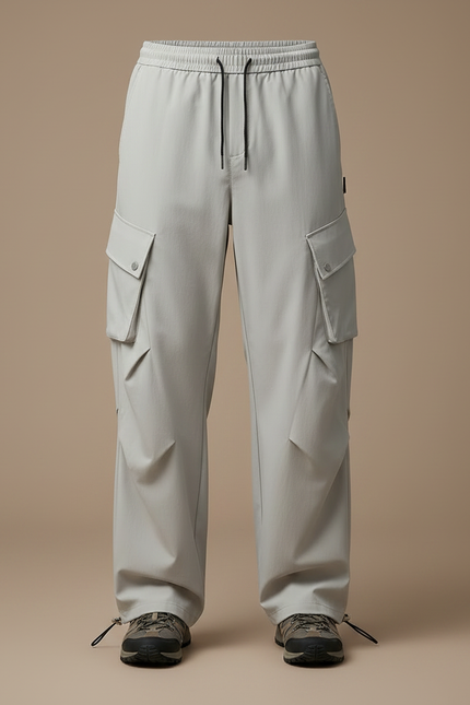 Pantalon Randonnée Gris Clair Cargo Ample Décontracté - Polyester - vue 3