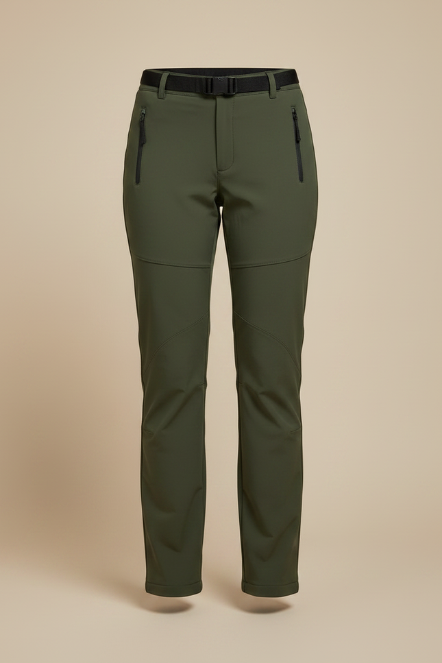 Pantalon Randonnée Femme Vert Militaire Softshell Chaud - Kaki Polyester - vue 3