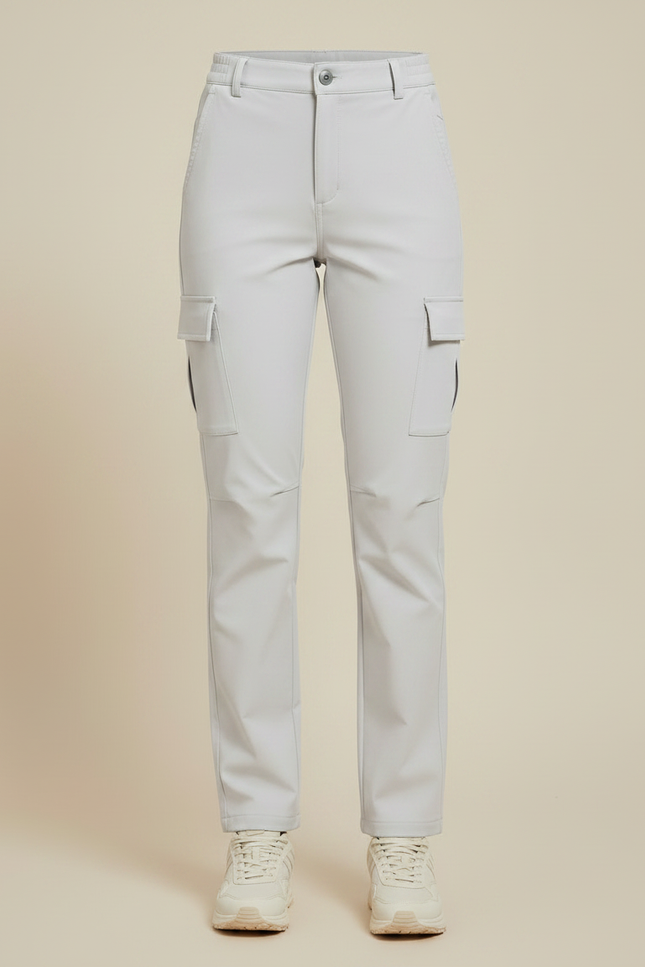 Pantalon Randonnée Gris Cargo Coupe Droite Femme - Simili cuir - vue 3