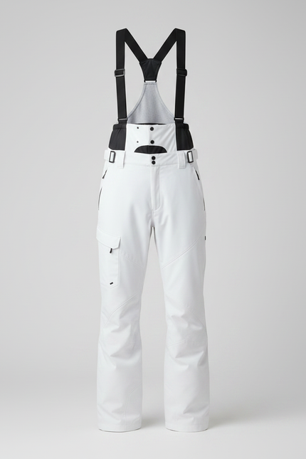 Pantalon Randonnée Blanc Droit Bretelles Imperméable Homme - Polyester - vue 3