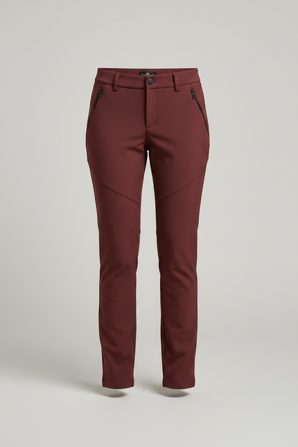 Pantalon Randonnée Femme Bordeaux Stretch Slim Hiver - Polyester - vue 3
