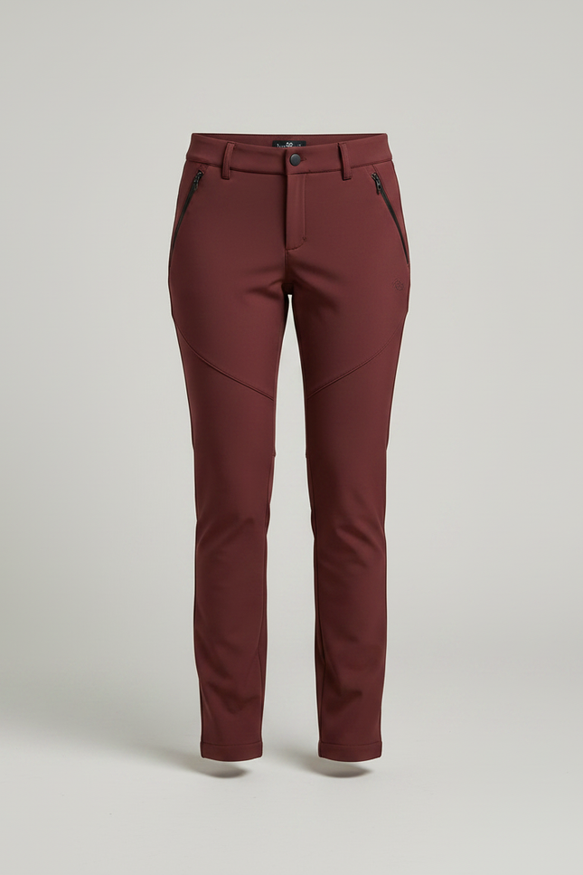 Pantalon Randonnée Femme Bordeaux Stretch Slim Hiver - Polyester - vue 3