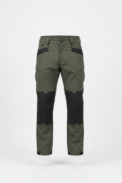 Pantalon Randonnée Vert Militaire Cargo Renforcé Homme - Kaki Toile - vue 3