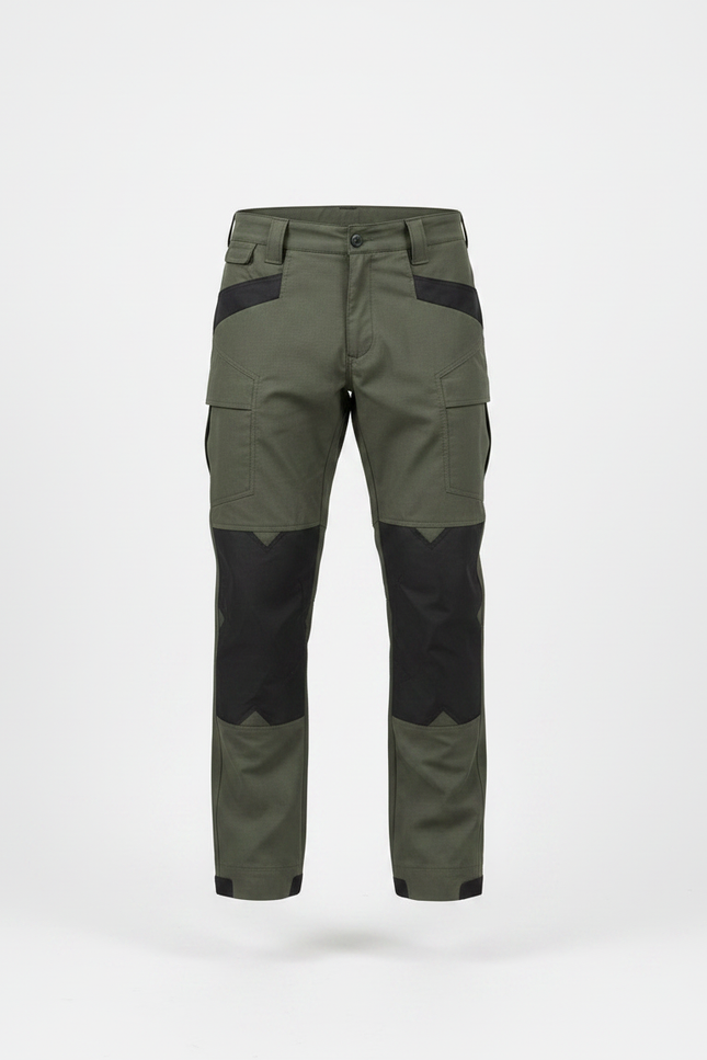 Pantalon Randonnée Vert Militaire Cargo Renforcé Homme - Kaki Toile - vue 3