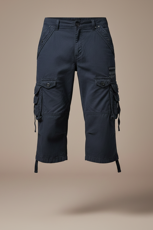 Pantalon Randonnée Capri Cargo Coton Homme Bleu Marine - Toile - vue 3