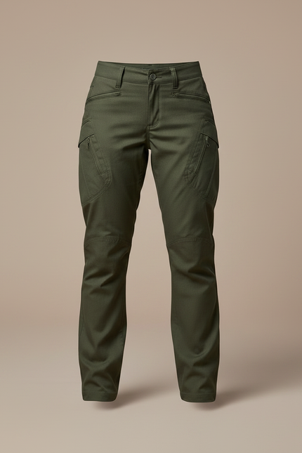 Pantalon Randonnée Femme Cargo Vert Beige Slim - Kaki Toile - vue 3