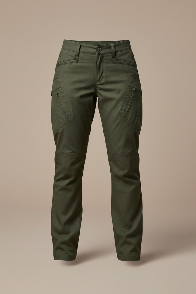 Pantalon Randonnée Femme Cargo Vert Beige Slim - Kaki Toile - vue 3