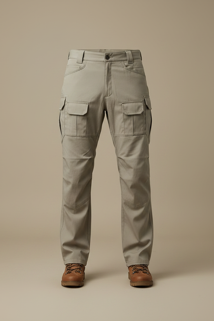 Pantalon Randonnée Beige Cargo Multi-Poches Homme Droit - Gabardine - vue 3