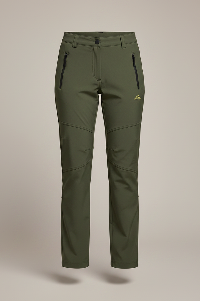 Pantalon Randonnée Vert Militaire Imperméable Femme Doublé Polaire - Kaki Polyester - vue 3