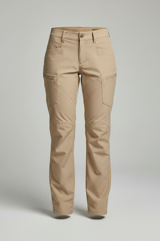 Pantalon Randonnée Femme Beige Cargo Coupe Droite - Polyester - vue 3