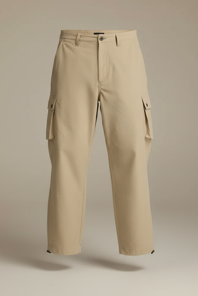 Pantalon Randonnée Beige Cargo Ample Multi-poches Homme - Toile - vue 3