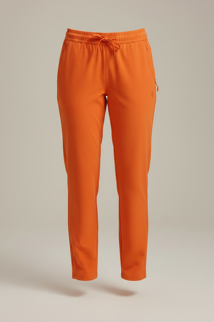 Pantalon Randonnée Orange Fluide Léger Femme Cordon - Polyester - vue 3