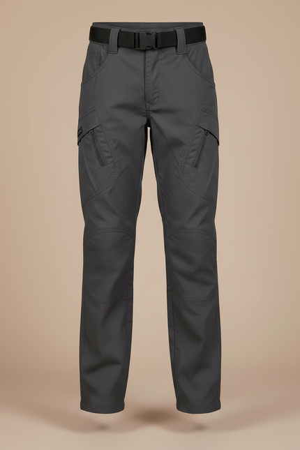 Pantalon Randonnée Gris Droit Résistant Multipoches - Polyester - vue 3
