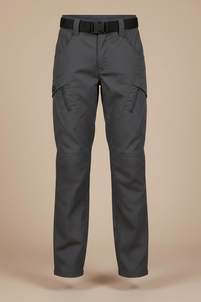 Pantalon Randonnée Gris Droit Résistant Multipoches - Polyester - vue 3