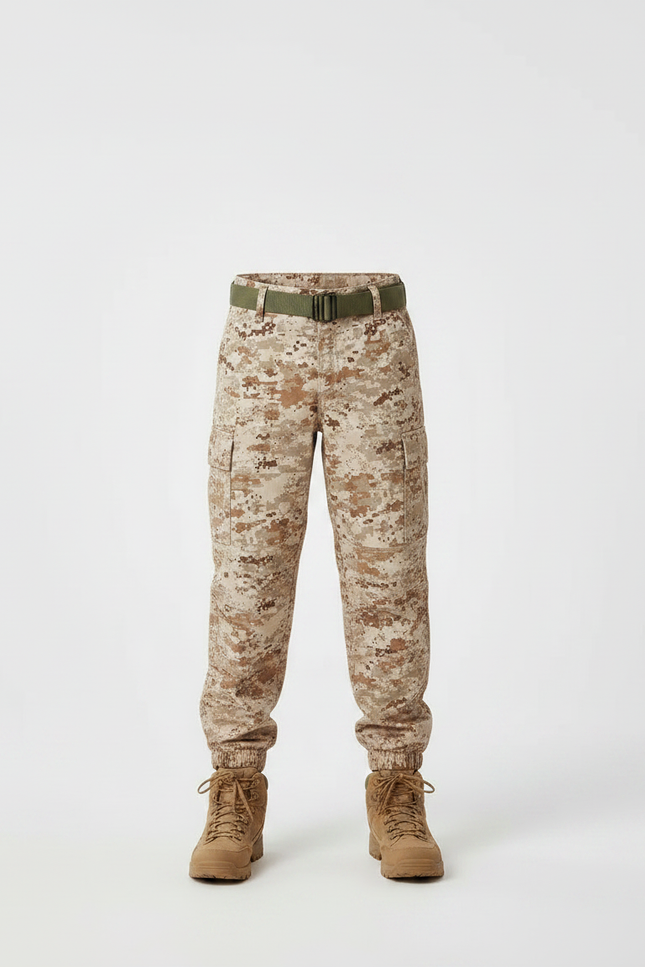Pantalon Randonnée Camouflage Désert Multipoches Enfant - Beige Toile - vue 3