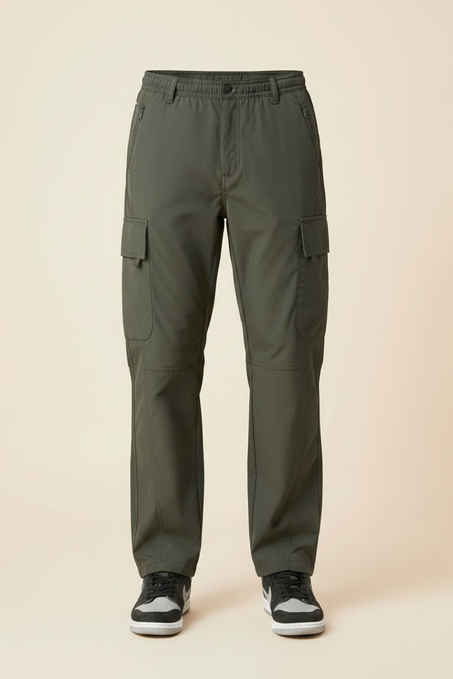 Pantalon Randonnée Kaki Ample Multi-Poches Homme Décontracté - Polyester - vue 3