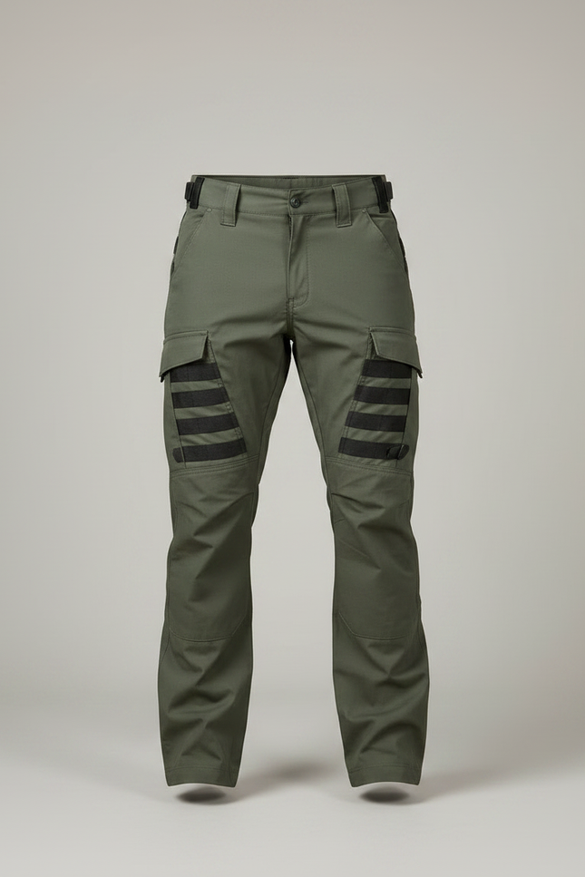 Pantalon Randonnée Vert Cargo Tactique Robuste Homme - Kaki Toile - vue 3