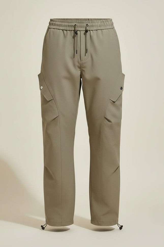 Pantalon Randonnée Kaki Cargo Ample Cordon Homme - Polyester - vue 3