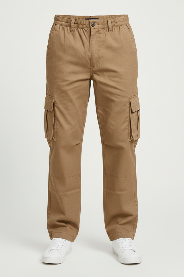 Pantalon Randonnée Cargo Multipoches Enfant Beige Coton - vue 3