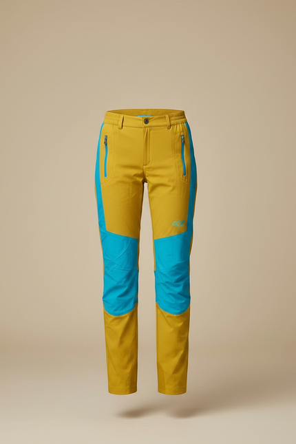 Pantalon Randonnée Jaune Turquoise Léger Extensible Femme - Polyester - vue 3