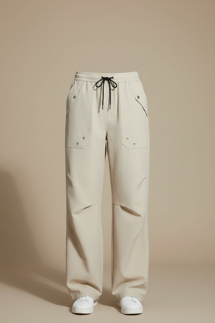 Pantalon Randonnée Beige Ample Cordon Décontracté Femme - Polyester - vue 3