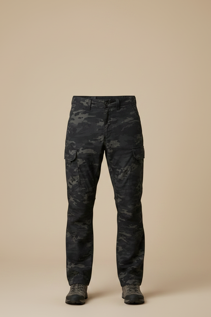 Pantalon Randonnée Camouflage Sombre Cargo Multipoches Homme - Multicolore Polyester - vue 3