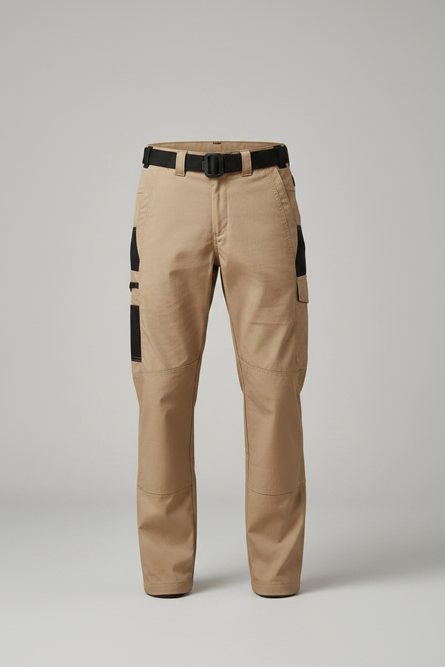 Pantalon Randonnée Beige Cargo Multipoches Homme Tactique - Toile - vue 3