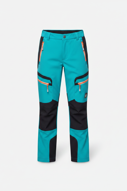 Pantalon Randonnée Enfant Turquoise Noir Softshell Imperméable Chaud - Multicolore Polyester - vue 3