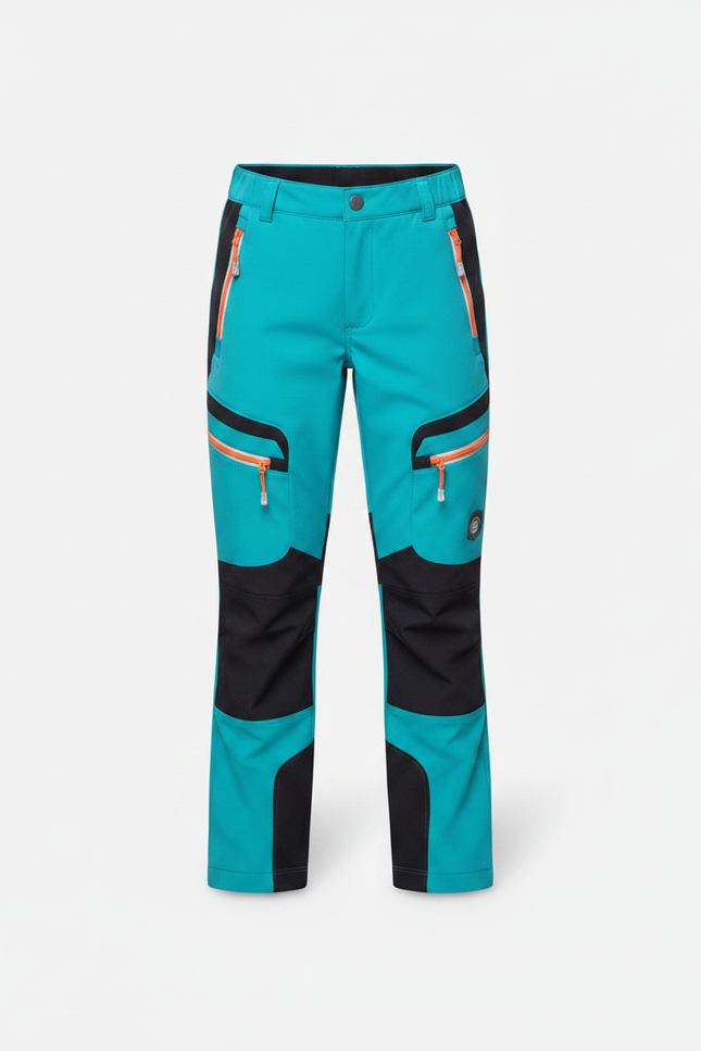 Pantalon Randonnée Enfant Turquoise Noir Softshell Imperméable Chaud - Multicolore Polyester - vue 3