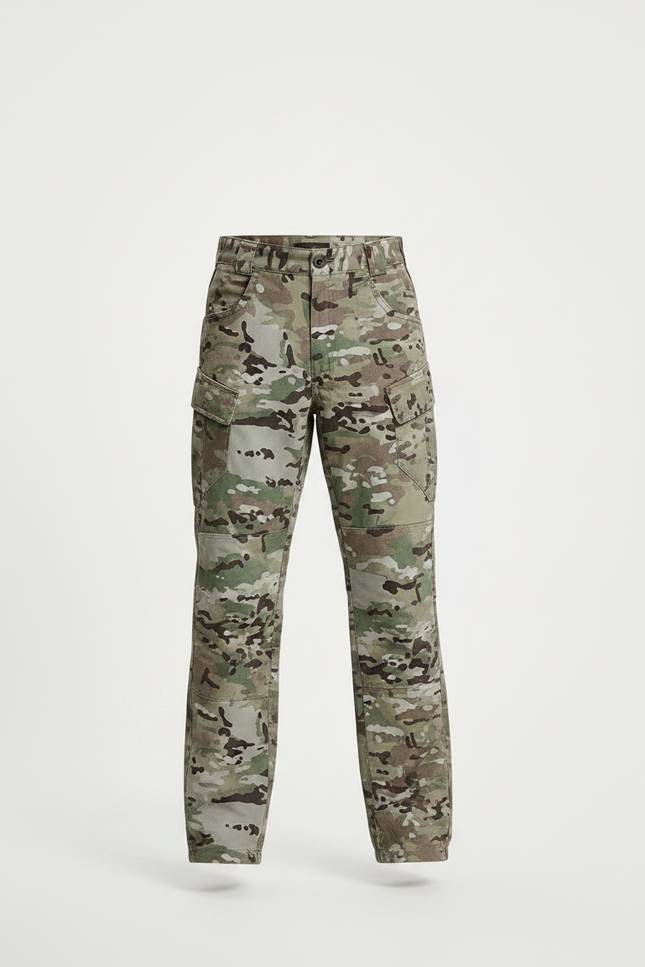 Pantalon Randonnée Camouflage Militaire Multi-Poches Enfant - Multicolore Polyester - vue 3