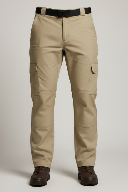 Pantalon Randonnée Beige Cargo Homme Multipoches Stretch - Polyester - vue 3