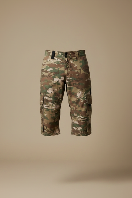 Pantalon Randonnée Camouflage Cargo Court Multipoches Tactique - Multicolore Toile - vue 3