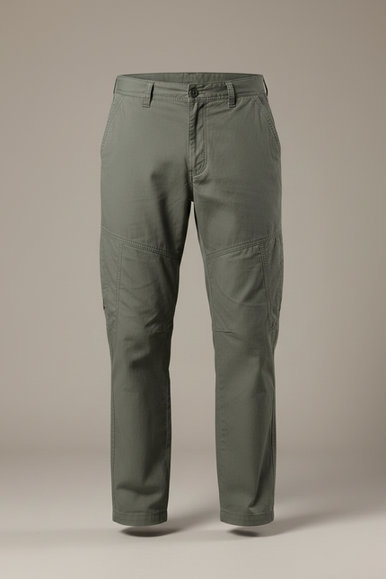 Pantalon Randonnée Cargo Droit Vert Militaire Homme - Kaki Toile - vue 3