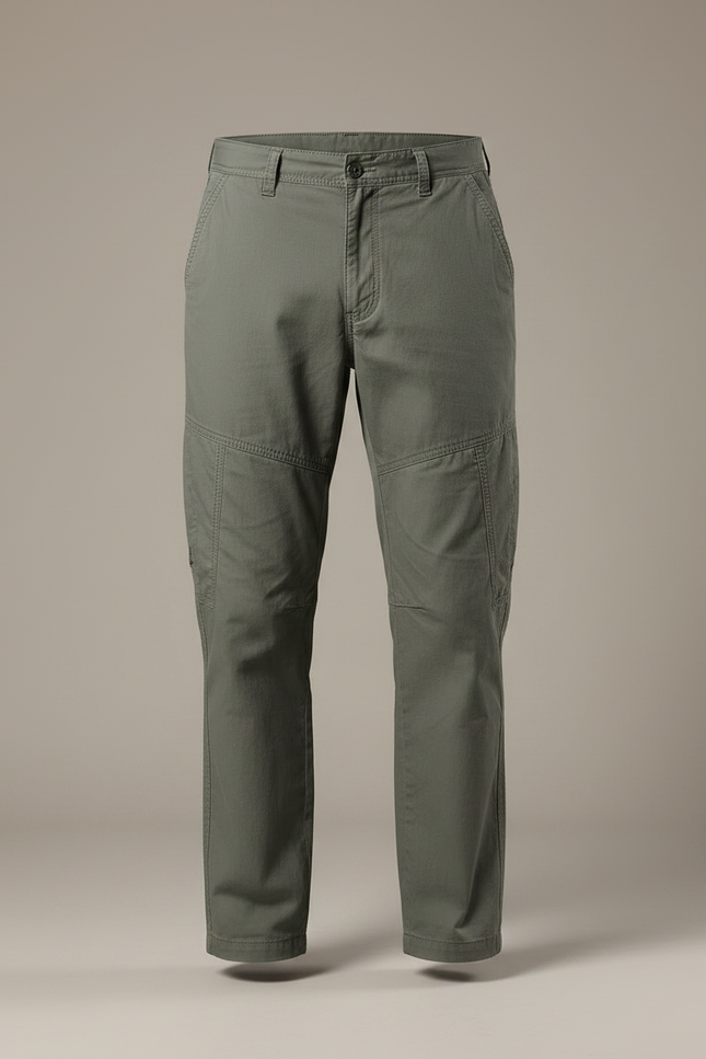 Pantalon Randonnée Cargo Droit Vert Militaire Homme - Kaki Toile - vue 3