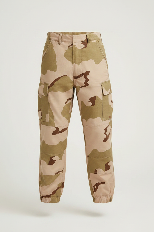 Pantalon Randonnée Camouflage Beige Poches Latérales Enfant - Toile - vue 3