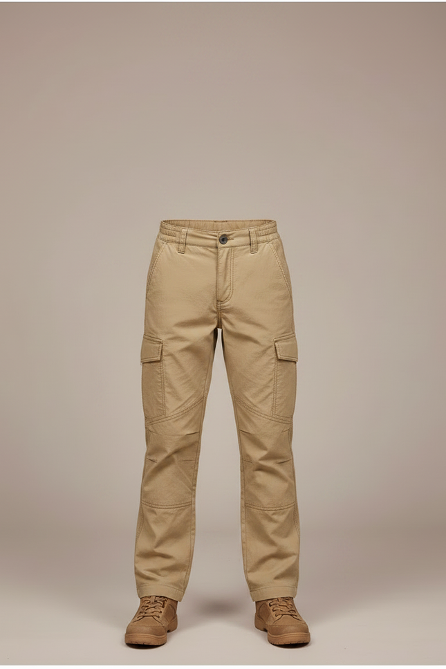Pantalon Randonnée Garçon Kaki Cargo Multi-Poches - Toile - vue 3