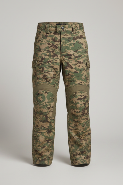 Pantalon Randonnée Camouflage Vert Digital Renforcé Enfant - Toile - vue 3