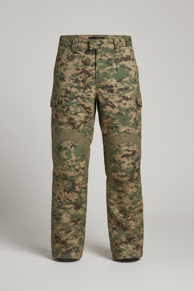 Pantalon Randonnée Camouflage Vert Digital Renforcé Enfant - Toile - vue 3