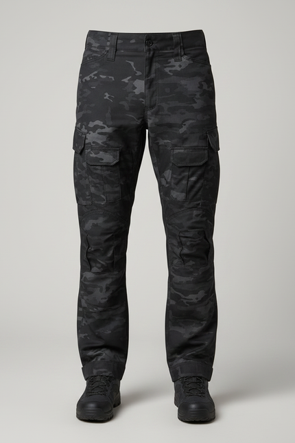 Pantalon Randonnée Camouflage Noir Tactique Cargo Homme - Polyester - vue 3