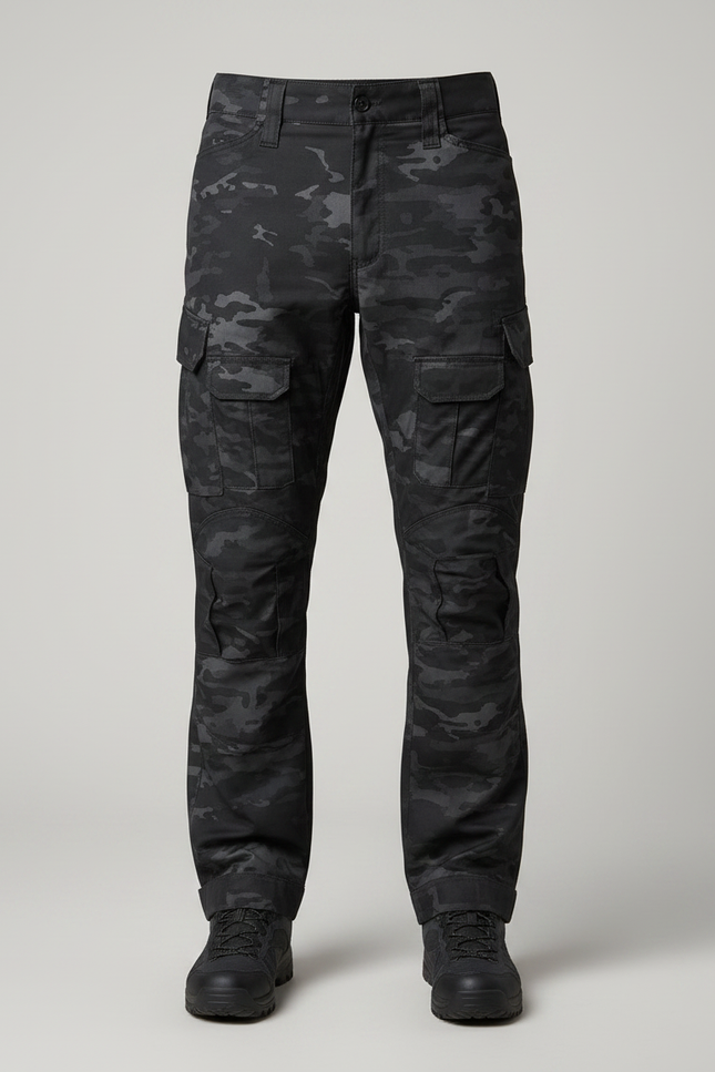 Pantalon Randonnée Camouflage Noir Tactique Cargo Homme - Polyester - vue 3